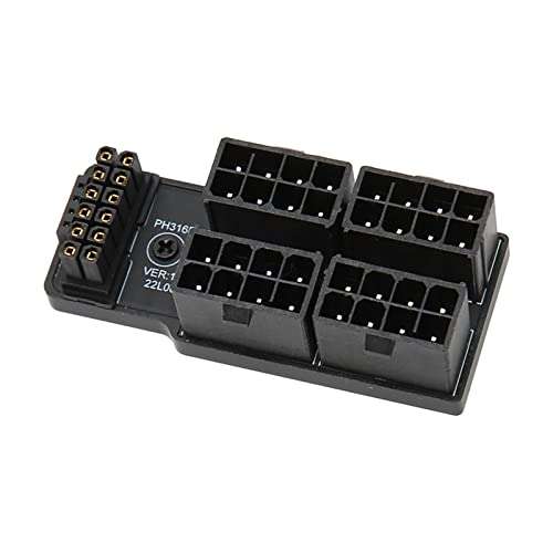 FOSA ATX 4 8P Up Angled Adapter, 32P to 16P 600W 12V HPWR Plug and Play, Graphics Card Power Adapter Board for Desktop, 180 Degree Angle Connector (Silver) 6