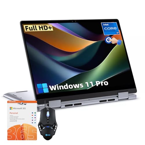 Dell Inspiron 2-in-1 Business Laptop, 14" FHD + Touchscreen, Intel 10-Core 7 150U Processor, 64GB DDR5 RAM, 2TB SSD, Wi-Fi, Webcam, Windows 11 Pro, with Microsoft Office Lifetime License 1