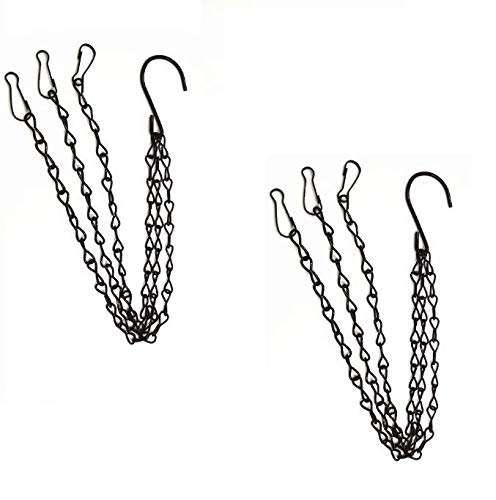 WOIWO 2PCS Black Hanging Flower Basket Replacement Chain Flowerpot Iron Sling Chain 3 Point Garden Plant Hanger for Indoor Outdoor Garden Porch Decoration 1