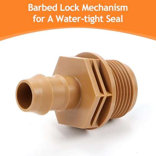 Copadri 12 Pieces 3/4 Inch PVC to 1/2 Inch Drip Irrigation Adapter Fittings, 3/4" Male Pipe Thread(MPT) x 1/2" Drip Line Barbed Coupling Connectors 3/4-in PVC to 1/2-in Poly Tubing Adapter 3