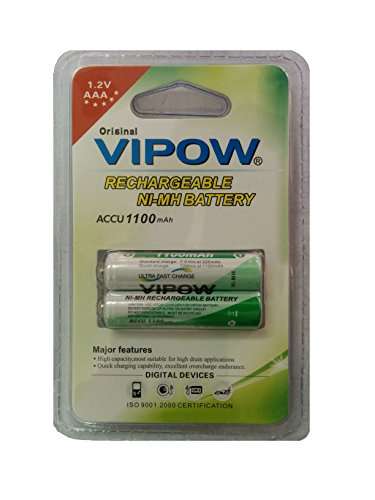 Vipow Ni-Mh AAA Rechargeable Battery 1100mah 1.2V, 1 pack of 2 Pieces 1