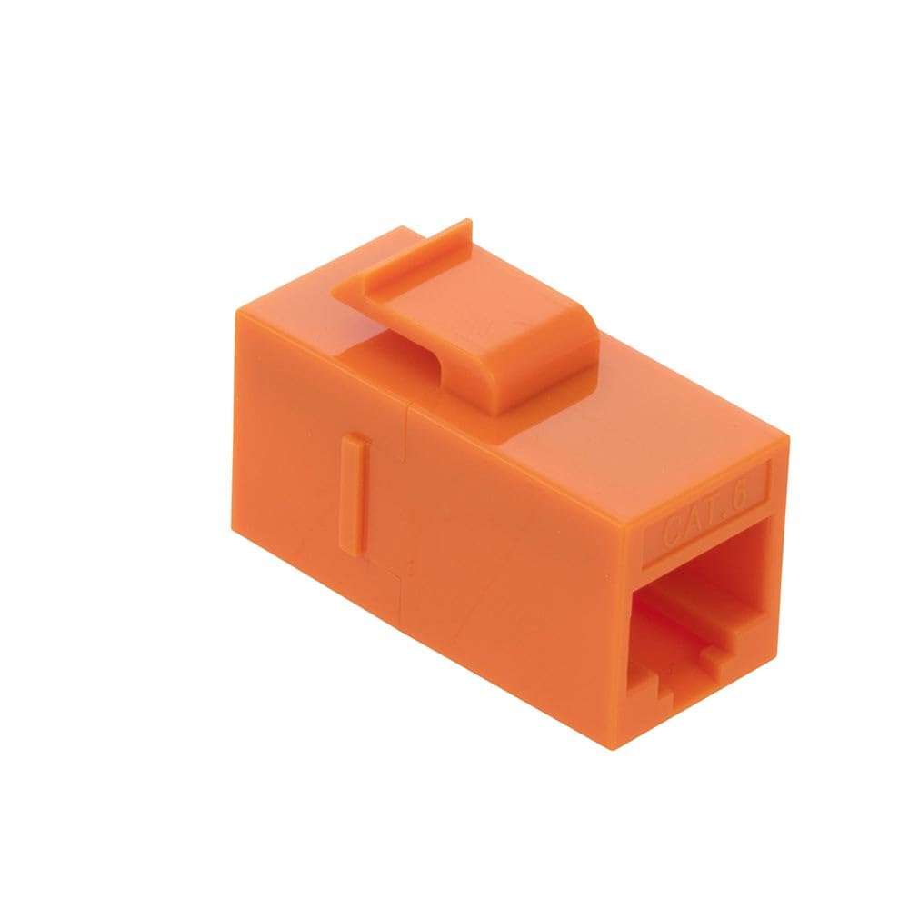 NavePoint CAT6 UTP Inline Keystone Coupler, RJ45 Female to RJ45 Female, Snap-in, 15 Pack, Orange 4