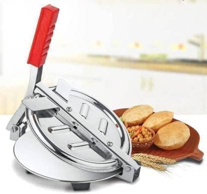 Alpenika Stainless Steel Puri Maker New Press Machine for Home and Kitchen for Making Papad khakhra poori roti and Many More Manual Hand Press with Handle (ROTI/PURI MAKER) 4