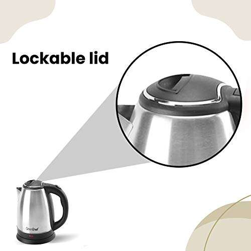 GREENCHEF Automatic Stainless Steel Electric Kettle (Silver Black,1.5L),600 Watts,1.5 Liter 4