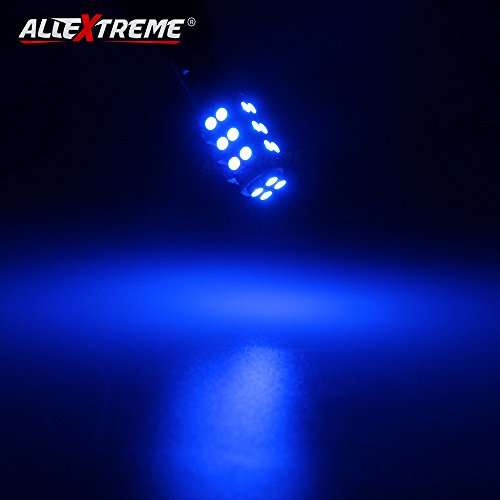 Allextreme EXT28CW T10 LED Parking Light 5630 CMD Interior Pilot License Plate Dome Indicator Lamp Bulb for Car Bike and Motorcycle (4.5W, Blue, 2 Piece) 4