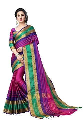 Womens cotton Silk Saree With Blouse Piece (ClassciVatiation2) (Black)