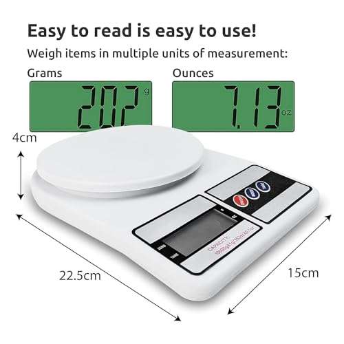 Bulfyss Kitchen Scale Multipurpose Portable Electronic Digital Weighing Scale | Weight Machine With Back light LCD Display | White | 10 kg 2