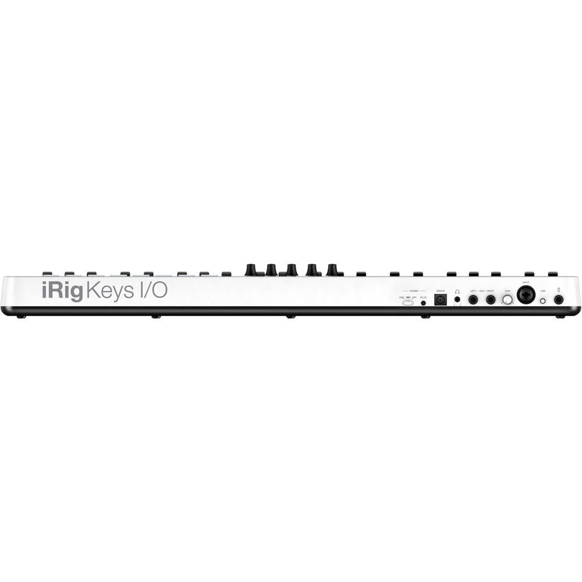IK Multimedia iRig Keys I/O 49 portable keyboard MIDI controller 24-bit/ 96Khz audio interface full-size synth velocity-sensitive, 48V phantom power, XLR mic preamp, iPhone, iPad, Android, Mac, PC 4