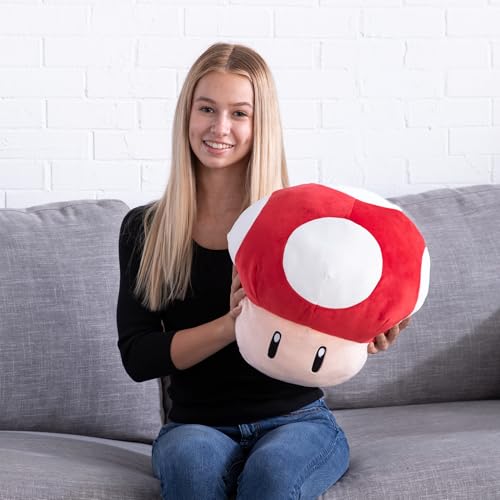 Club Mocchi-Mocchi- Mario Kart Plush - Red Mushroom Plushie - Squishy Mario Toys and Cute Stuffed Animals - Gaming Room Decor - Video Game Collectibles - 15 Inch 5
