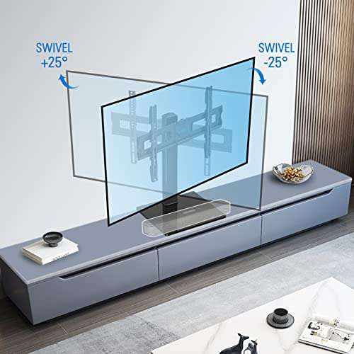 MOUNTUP Universal TV Stand, Table Top TV Stands for 37 to 65, 70, 75 Inch Flat Screen TVs, Height Adjustable, Tilt, Swivel TV Mount with Tempered Glass Base Hold up to 88lbs, Max VESA 600x400mm MU0031 2