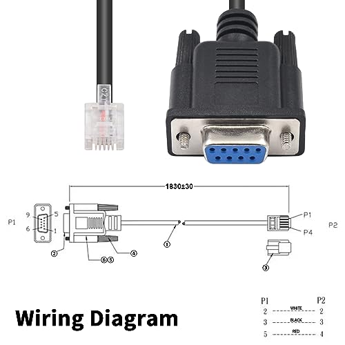 Poyiccot DB9 to RJ11 Adapter Cable 6Feet, DB9 RS232 to RJ11 6P4C Serial Console Cable, DB9 Female to RJ11 Serial Adapter for APC AP7800 AP7900 RS232 6