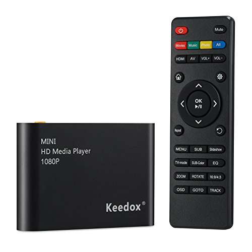 Keedox® Mini Multi Media Player Upscaling Full HD 1080P HDMI/AV Out SDHC MKV AVI RMVB RM for HDTV with Remote Control 1