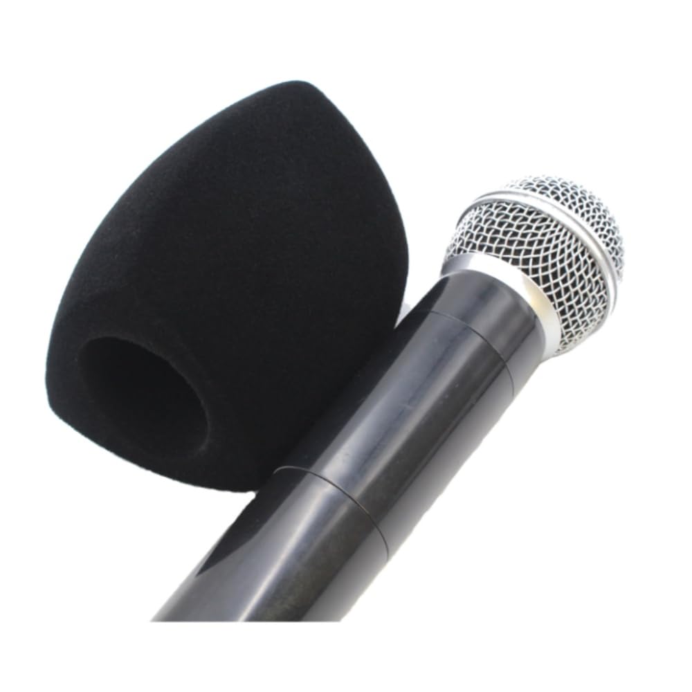 Hxstaald Flocked Mic Foam Windscreen Handheld Microphone Covers Large Mic Foam Pop Filters for TV Interview,radio,media Broadcast Microphones (Black) 6