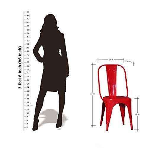 Casa Décor Tempest Metal Kitchen Restaurant/Bar/Cafe/Garden Chair (Red) 6