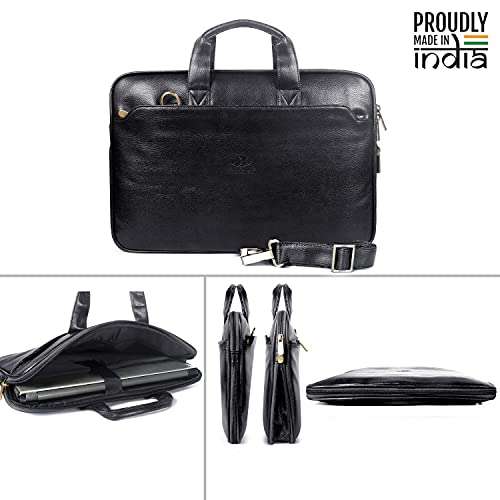 THE CLOWNFISH Unisex-Adult Jason Faux Leather Slim Expandable 15.6 Inch Laptop Messenger Bags Laptop Briefcase (Dark Brown) 5