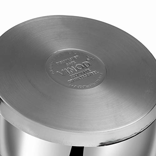Vinod Stainless Steel Deluxe Saucepot with Glass Lid - 5.2 litre, 24 cm | Biryani Pot | Riveted Sturdy Handles | Toxin Free | 2 Year Warranty | Induction and Gas Base - Silver 5