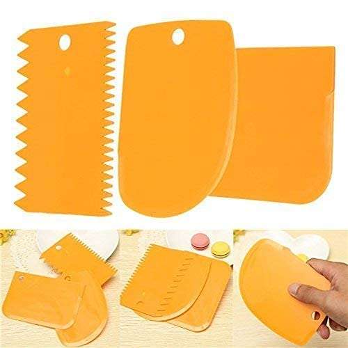 Saleshop365 3pcs Set Plastic Dough Bench Scraper Cake Cutter, Chopper, Smoother Icing Fondant Cake Decorating Pastry Baking Tool (Color May Vary) 6