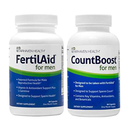 Fairhaven Health FertilAid for Men and Countboost Combo | Prenatal Male Fertility Supplement | Count and Motility Support Pre Conception for Him | Fertility Support Includes L-carnitine, Zinc, Folate 1