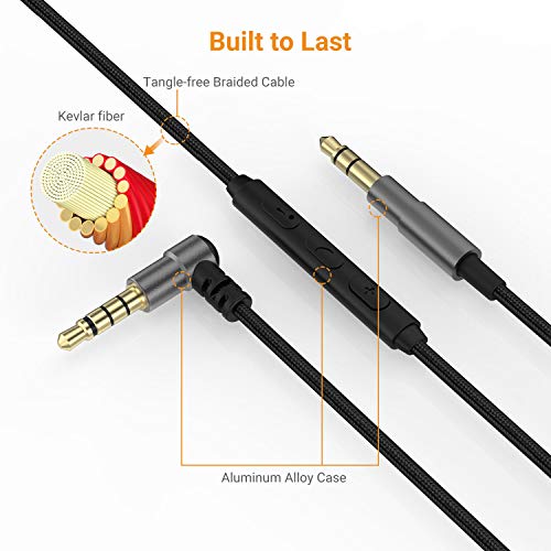 Cubilux Right-Angled 3.5mm to 3.5mm Headphone Replacement Cable with Microphone Compatible with Sony WH-1000XM5/4/3/2 WH-XB910N/900N WH-CH910N/710N MDR-XB950BT/B1/N1, Beats Solo 3/2 Studio 3/2, 4 FT 6