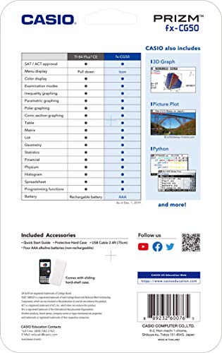 CASIO PRIZM FX-CG50 Color Graphing Calculator (Renewed) 3