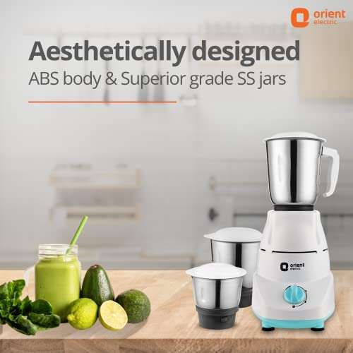 Orient Electric 500W mixer grinder | Kitchen Kraft 500 MGKK50B3 with 3 SS jars | Longer life balanced coil motor | ABS body | Uniform grinding | 5 years motor warranty 2