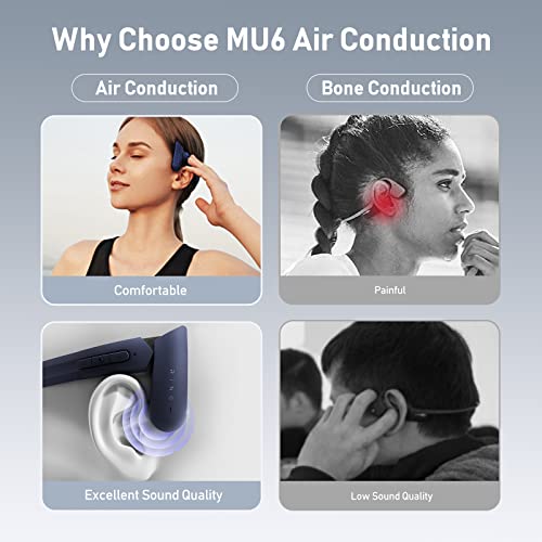 Mu6 Open-Ear Headphones Air Conduction Wireless Bluetooth Earphones for Cycling Workouts Running - 120° Adjustable Lightweight Painless Wearing -Bone Conduction Headphones Alternatives 3