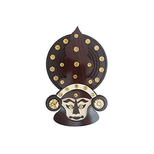 Kauthuk Decorative Handicraft Wood Made Traditional Kathakali Mask Wall Hung Head For Home Decor & Vastu (8x12 inches) 1