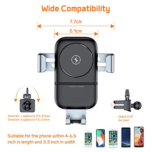 VANMASS Wireless Car Charger Mount, Automatic Clamping Gravity Sensor Car Phone Mount, 10W 7.5W Qi Fast Charging Air Vent Phone Holder Compatible with S10 S9 Note 10 9, Phone 11 Pro Max Xs XR X 8 4