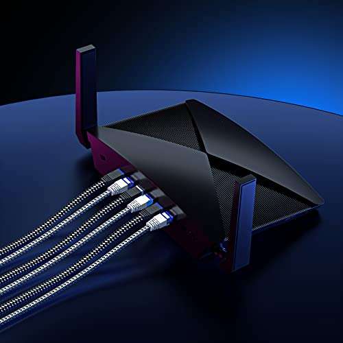 Maximm Cat 6 Ethernet Cable 8 ft, Braided Network Cable Cat6 with RJ45 connectors, Gigabit LAN Cable 1000 Mbps High-Speed Internet, Black (2 Packs) 5