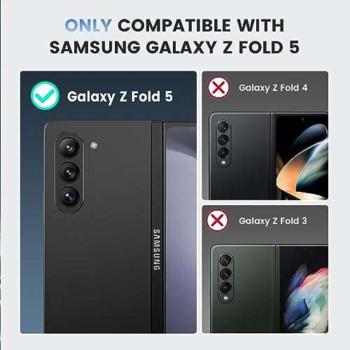 Maxdara Galaxy Z Fold 5 Case with S Pen Holder, Front Screen Protector & Kickstand - Carbon Fiber Black 2