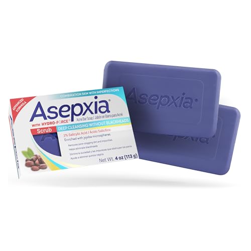 Asepxia Acne Treatment Bar Soap: Removes pore-clogging dirt and impurities, Helps eliminate blackheads, Deep cleansing without blackheads, Salicylic Acid Cleanser, Skin Care, Size 4 Oz, 2-Pack 1