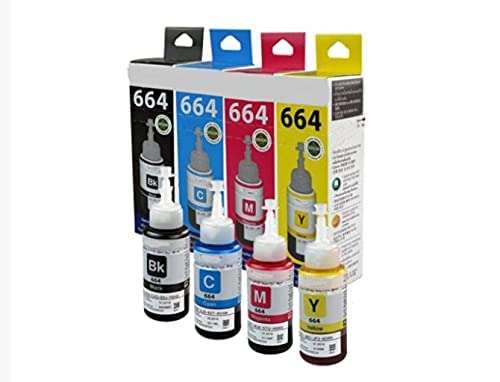 Epson 664 Ink Cartridge Pack of 4 for Use L110, L200, L210, L300, L350, L355, L550, T7741 Ink Bottle for Epson M100 M199 1