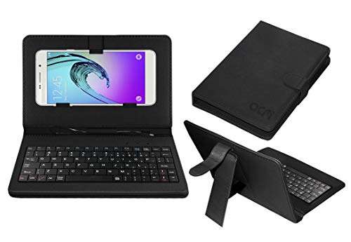 ACM Keyboard Case Compatible with Fly Iq 4520 Tornado Mobile Flip Cover Stand Plug & Play Device for Study & Gaming Black 1