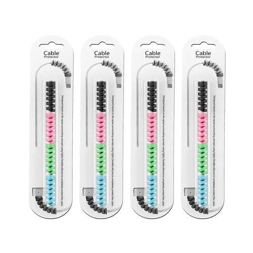 Spiral Cable Protector (Pack 4) for HTC Desire 616 Dual sim Cable Saver Charging Cord Protective Universal Earphones Cable Cover (16 Pieces -Set 4, Mix Colour, B1) 1