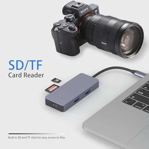 OBERSTER USB C HUB, USB 3.0 HUB, 6 in 1 USB C Docking Station with 3 * USB 3.0, 4K HDMI, SD/TF Card Readers Compatible with Laptop, Windows, macOS, Linux Systems 2