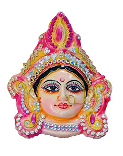 Svaroopam®Mata Maha Lakshmi (Laxmi) Devi Ma Face/Kumaoni devi face/Margashirsha Laxmi Face for Puja/Varalakshmi Vrath Puja (6 Inch) 2