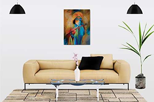 Namaste Home - Canvas Painting - Krishna Mohan - Indian God Religious - Modern Art Canvas Painting for Home and Office Decoration Wall Painting Without Frame (Fabric, Size 17X21 Inches,Multicolor) 3