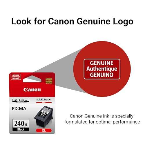Canon PG-240 XL Genuine Black Ink Cartridge, Compatible with MG2120/3120/4120, MX512/432/472/372/392/522/532/452, MG2220/3220/4220/3520/3620, TS5120 4