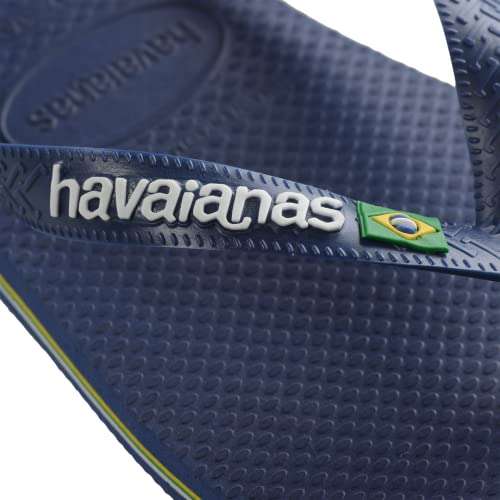 Havaianas Women's Brazil Logo Flip flops - Spring and Summer Sandals for Women - Navy Blue, 11/12W - 9/10M 5