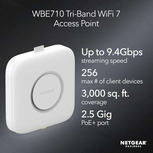 NETGEAR Cloud Managed Wireless Multi-Gig Access Point (WBE710) - WiFi 7 Tri-Band BE9400 Speed | Mesh | MU-MIMO | 802.11be | Optional Insight Remote Management | PoE+ | Power Adapter not Included 2
