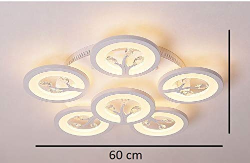 CITRA 6 Light 60-Watts White Crystal LED Chandelier Lamp - Round 6