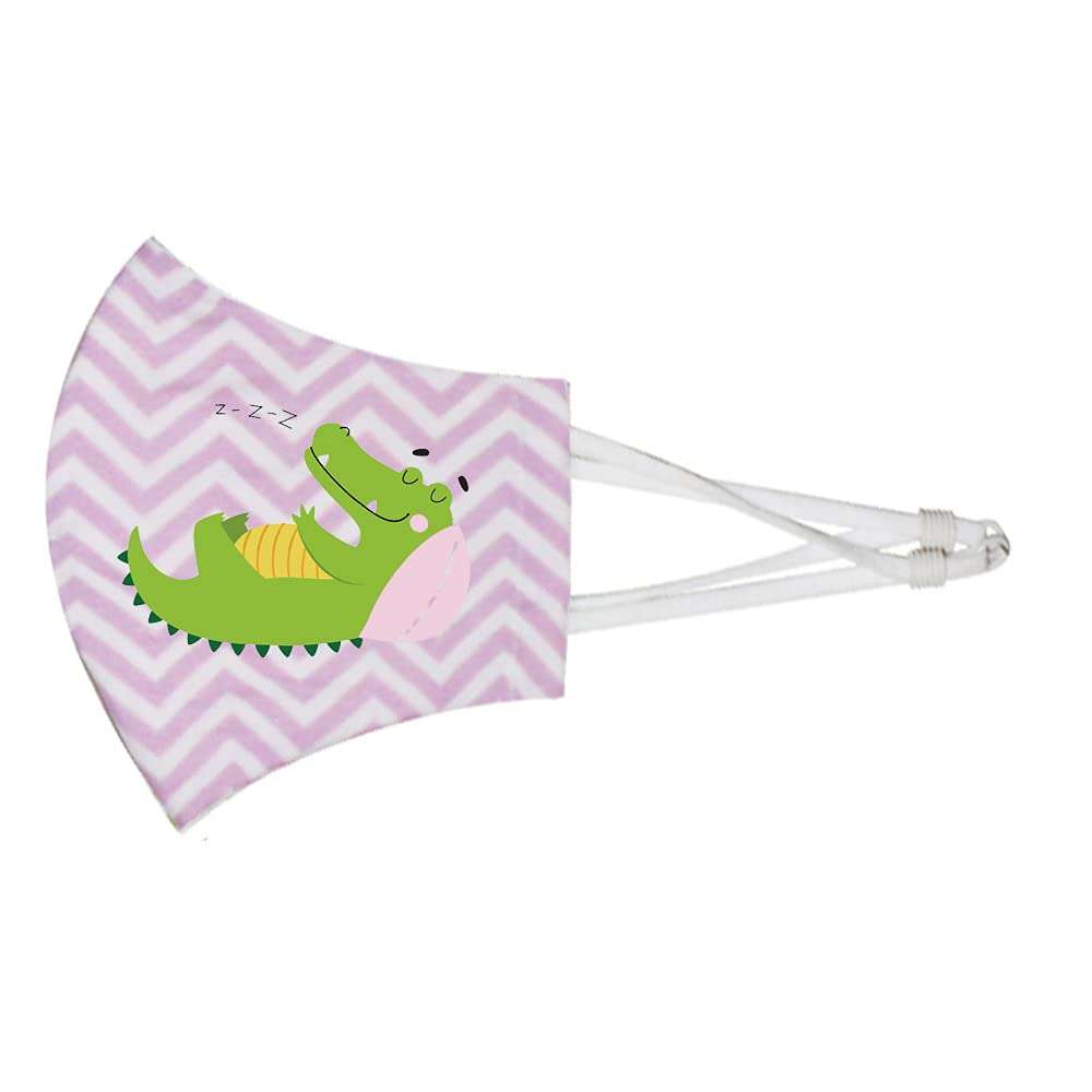 Nanofiber® kids cloth mask with removable N95 Filter and adjustable ear loops, Washable print for girls (Pack of 3) (6-9 yrs) (Crocodile) 5