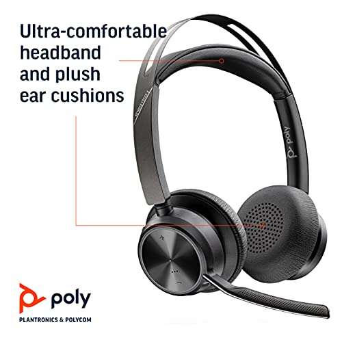Plantronics Poly-Voyager Focus 2 Office Usb-A ()-Bluetooth Dual-Ear (Stereo) Headset With Boom Mic-Usb-A Pc/Mac/Desk Phone Compatible-Active Noise Canceling-Works With Teams, Zoom & More-On Ear 5
