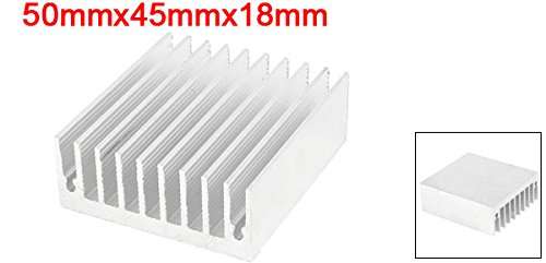 uxcell Small Aluminum Heatsink Silver Tone Cooling Module Thermal Heat Sink Conductivity Cooler Fins for IC Transistor Semiconductor 50mmx45mmx18mm 4