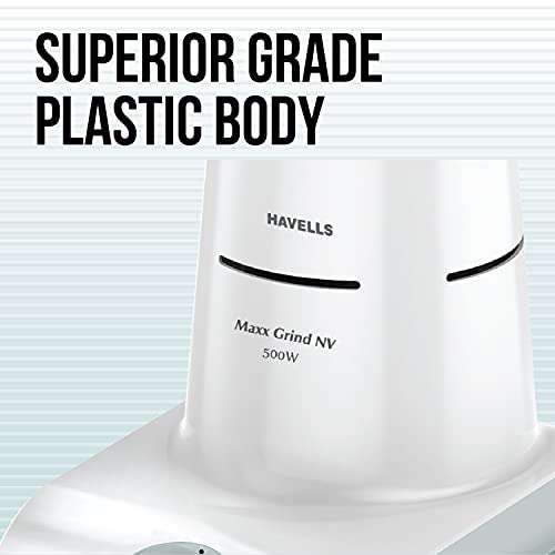 Havells Maxx Grind NV 500 Watt Mixer Grinder with 3 Stainless Steel Jar, SS-304 Grade Blades & 5 year motor warranty (White) 4