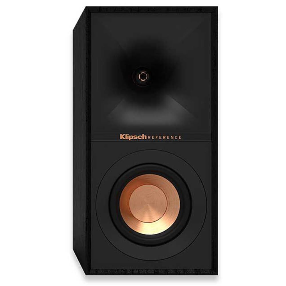 klipsch Reference Next-Generation R-40M Horn-Loaded Bookshelf Speakers with 4” Spun-Copper Woofers for Best-in-Class Home Theater Sound in Black 4