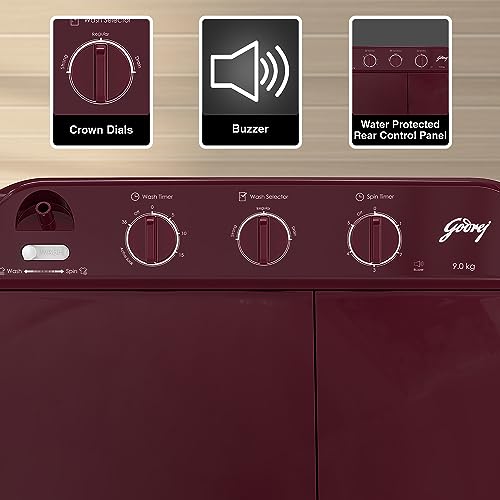 Godrej 9 Kg 5 Star Active Soak Technology Semi-Automatic Top Load Washing Machine (WS EDGEPRO 90 5.0 PPB3 WNRD, Wine Red, With Rain Shower Spin) 4