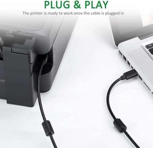 Ruhza 5 Meter USB Printer Cable, USB A to Male To USB B 2.0 Cable Cord Compatible with Printers, Scanner Compatible With D-ell, H-P, Ep-son, Can-on, Xe-rox, Sams0ng, Ep-son-16.4 Feet 6