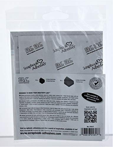 Scrapbook Adhesives Thin 3d Adhesive Foam Squares 217/Pkg-Black (63) .43"X.47" & (154) .25"X.25" 3