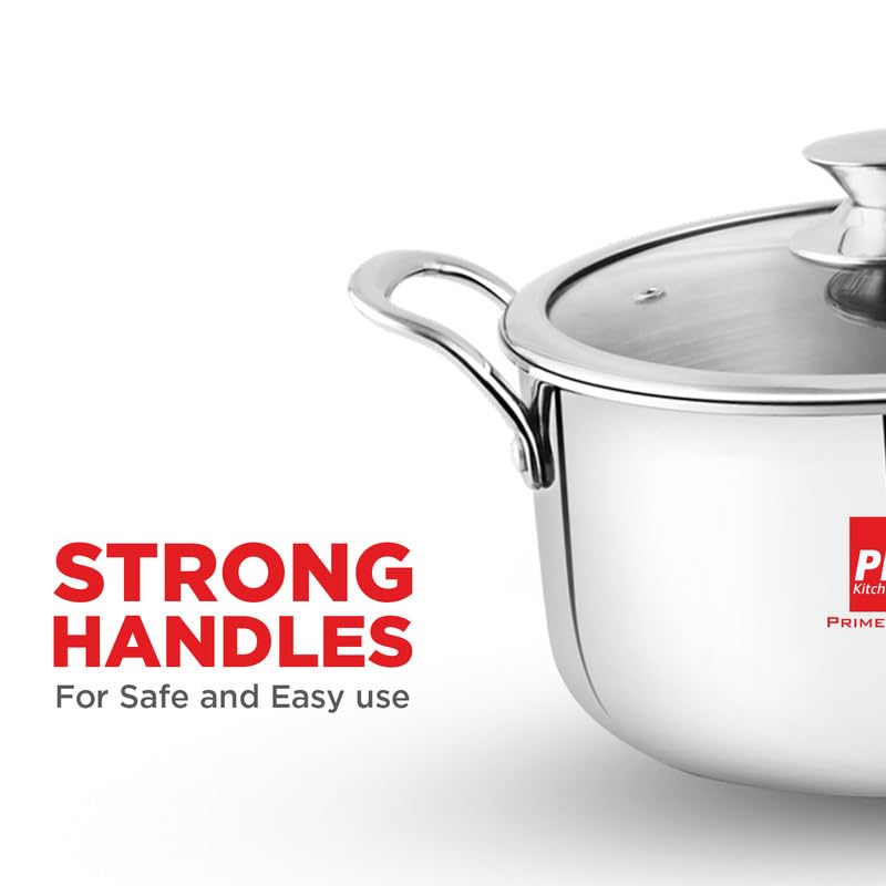 PNB Kitchenmate Triply Stainless Steel Cookpot with Glass Lid, 28cm (8 Litre), 2.5mm Thick, 3-Ply Clad Construction, Induction & Gas Compatible, 5 Years Warranty 4